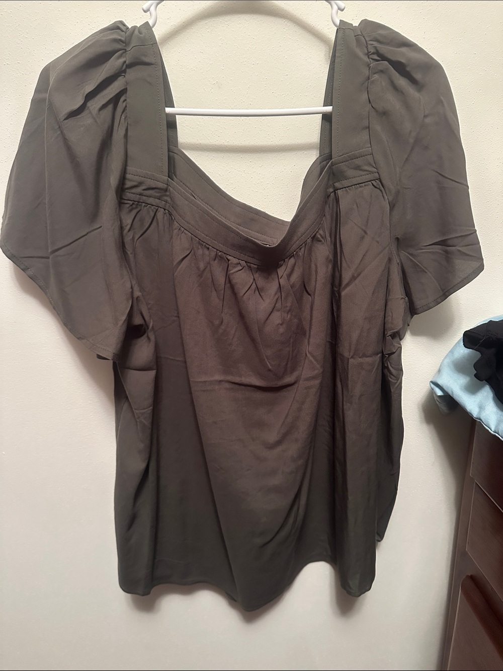 torrid Olive Square-Neck Puff Sleeve Top